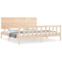 Double bed frame with solid wood headboard by , Beds and slatted bases - Ref: Foro24-3193416, Price: 179,56 €, Discount: %
