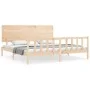 Double bed frame with solid wood headboard by , Beds and slatted bases - Ref: Foro24-3193416, Price: 176,91 €, Discount: %