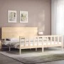 Double bed frame with solid wood headboard by , Beds and slatted bases - Ref: Foro24-3193416, Price: 176,91 €, Discount: %