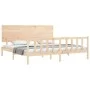 Double bed frame with solid wood headboard by , Beds and slatted bases - Ref: Foro24-3193416, Price: 176,91 €, Discount: %