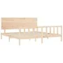 Double bed frame with solid wood headboard by , Beds and slatted bases - Ref: Foro24-3193416, Price: 176,91 €, Discount: %