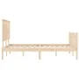 Double bed frame with solid wood headboard by , Beds and slatted bases - Ref: Foro24-3193416, Price: 176,91 €, Discount: %