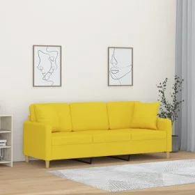 3-seater sofa with light yellow fabric cushions 180 cm by , Sofas - Ref: Foro24-3200922, Price: 271,46 €, Discount: %
