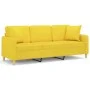 3-seater sofa with light yellow fabric cushions 180 cm by , Sofas - Ref: Foro24-3200922, Price: 271,46 €, Discount: %