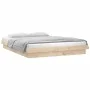Bed frame with LED solid wood King Size 150x200 cm by , Beds and slatted bases - Ref: Foro24-819977, Price: 149,76 €, Discoun...