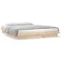 Bed frame with LED solid wood King Size 150x200 cm by , Beds and slatted bases - Ref: Foro24-819977, Price: 149,76 €, Discoun...