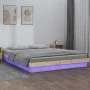 Bed frame with LED solid gray wood 135x190 cm by , Beds and slatted bases - Ref: Foro24-820012, Price: 138,07 €, Discount: %