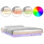 Bed frame with LED solid gray wood 135x190 cm by , Beds and slatted bases - Ref: Foro24-820012, Price: 138,07 €, Discount: %