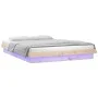 Bed frame with LED solid gray wood 135x190 cm by , Beds and slatted bases - Ref: Foro24-820012, Price: 138,07 €, Discount: %