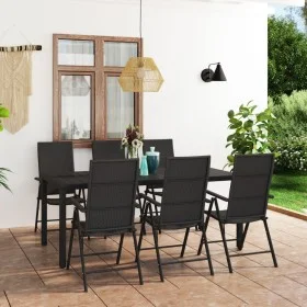 7-piece black garden dining set by , Garden sets - Ref: Foro24-3060062, Price: 621,99 €, Discount: %