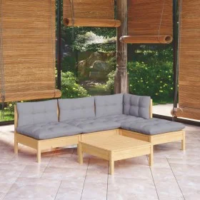 5-teiliges Gartenmöbel-Set und Kissen aus grauem Kiefernholz von , Gartensets - Ref: Foro24-3096303, Preis: 369,00 €, Rabatt: %
