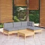 5-teiliges Gartenmöbel-Set und Kissen aus grauem Kiefernholz von , Gartensets - Ref: Foro24-3096303, Preis: 380,64 €, Rabatt: %