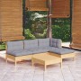 5-teiliges Gartenmöbel-Set und Kissen aus grauem Kiefernholz von , Gartensets - Ref: Foro24-3096303, Preis: 386,69 €, Rabatt: %