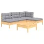 5-teiliges Gartenmöbel-Set und Kissen aus grauem Kiefernholz von , Gartensets - Ref: Foro24-3096303, Preis: 380,64 €, Rabatt: %