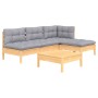5-teiliges Gartenmöbel-Set und Kissen aus grauem Kiefernholz von , Gartensets - Ref: Foro24-3096303, Preis: 386,69 €, Rabatt: %