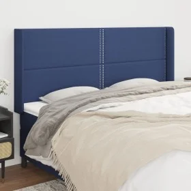 Headboard with blue fabric ears 163x16x118/128 cm by , Headboards and footboards - Ref: Foro24-3119452, Price: 95,05 €, Disco...