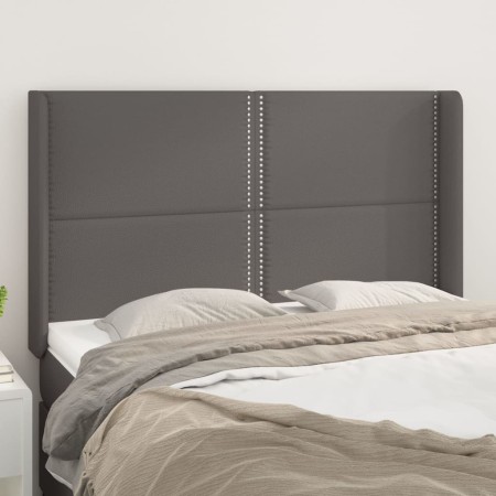 Kopfteil mit Ohren, graues Kunstleder, 147 x 16 x 118/128 cm von , Kopf- und Fußteile - Ref: Foro24-3119534, Preis: 98,65 €, ...