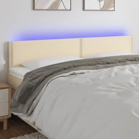 Kopfteil aus cremefarbenem Stoff mit LED 160x5x78/88 cm von , Kopf- und Fußteile - Ref: Foro24-3121483, Preis: 60,35 €, Rabat...