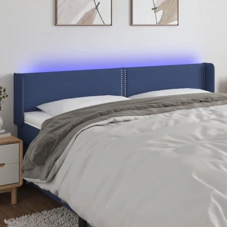 Blue fabric headboard with LED 163x16x78/88 cm by , Headboards and footboards - Ref: Foro24-3123108, Price: 60,16 €, Discount: %