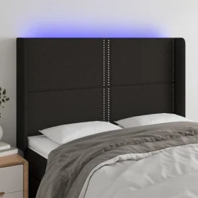 Black fabric headboard with LED 147x16x118/128 cm by , Headboards and footboards - Ref: Foro24-3123908, Price: 108,48 €, Disc...