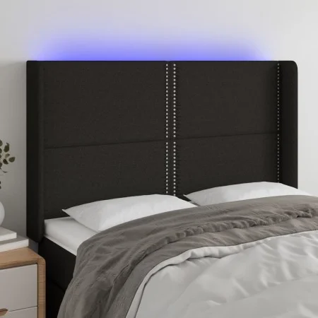 Cabecero con LED de tela negro 147x16x118/128 cm de , Cabeceros y pies de cama - Ref: Foro24-3123908, Precio: 108,20 €, Descu...