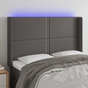 Headboard with LED gray synthetic leather 147x16x118/128cm by , Headboards and footboards - Ref: Foro24-3124002, Price: 104,9...