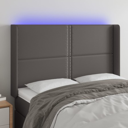 Headboard with LED gray synthetic leather 147x16x118/128cm by , Headboards and footboards - Ref: Foro24-3124002, Price: 106,2...
