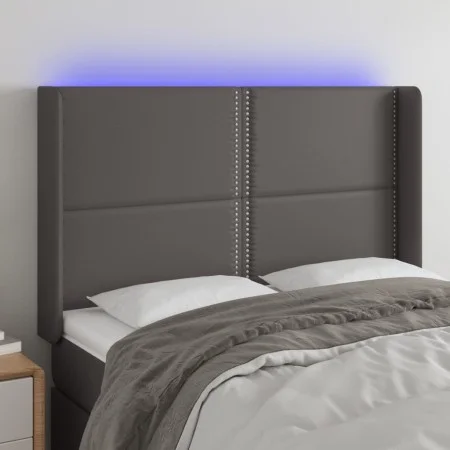 Headboard with LED gray synthetic leather 147x16x118/128cm by , Headboards and footboards - Ref: Foro24-3124002, Price: 104,9...