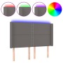 Cabecero con LED cuero sintético gris 147x16x118/128cm de , Cabeceros y pies de cama - Ref: Foro24-3124002, Precio: 106,13 €