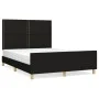 Estructura de cama con cabecero de tela negro 140x190 cm de , Camas y somieres - Ref: Foro24-3124970, Precio: 189,70 €, Descu...