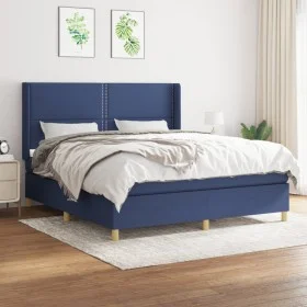 Box spring bed with blue fabric mattress 160x200 cm by , Beds and slatted bases - Ref: Foro24-3131927, Price: 523,77 €, Disco...