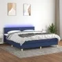 Cama box spring con colchón y LED tela azul 160x200 cm de , Camas y somieres - Ref: Foro24-3133651, Precio: 462,55 €, Descuen...