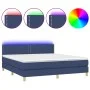 Cama box spring con colchón y LED tela azul 160x200 cm de , Camas y somieres - Ref: Foro24-3133651, Precio: 462,55 €, Descuen...