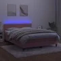 Cama box spring colchón y LED terciopelo rosa 140x190 cm de , Camas y somieres - Ref: Foro24-3134344, Precio: 428,69 €, Descu...