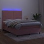 Box spring bed with mattress and LED pink velvet 140x190 cm by , Beds and slatted bases - Ref: Foro24-3136064, Price: 490,84 ...