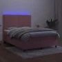 Box spring bed with mattress and LED pink velvet 140x190 cm by , Beds and slatted bases - Ref: Foro24-3136064, Price: 496,87 ...