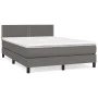 Box spring bed with gray synthetic leather mattress 140x200 cm by , Beds and slatted bases - Ref: Foro24-3141069, Price: 439,...