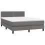 Box spring bed with gray synthetic leather mattress 140x200 cm by , Beds and slatted bases - Ref: Foro24-3141069, Price: 439,...