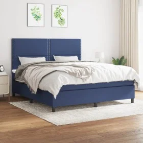 Box spring bed with blue fabric mattress 160x200 cm by , Beds and slatted bases - Ref: Foro24-3141711, Price: 513,62 €, Disco...