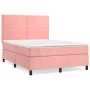 Box spring bed with pink velvet mattress 140x190 cm by , Beds and slatted bases - Ref: Foro24-3142964, Price: 497,41 €, Disco...