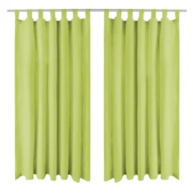 Micro-satin curtains with loops 2 units 140x225 cm green by , Curtains and curtains - Ref: Foro24-132223, Price: 24,44 €, Dis...