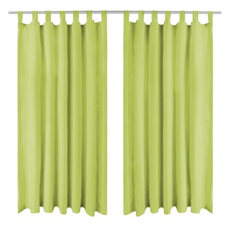 Cortinas de micro-raso con bucles 2 unidades 140x225 cm verde