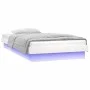 Bed frame with LED solid white wood 100x200 cm by , Beds and slatted bases - Ref: Foro24-819963, Price: 110,03 €, Discount: %