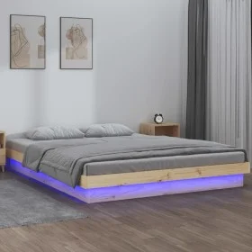 Massivholz-LED-Bettgestell 160x200 cm von , Betten und Lattenroste - Ref: Foro24-819982, Preis: 146,47 €, Rabatt: %