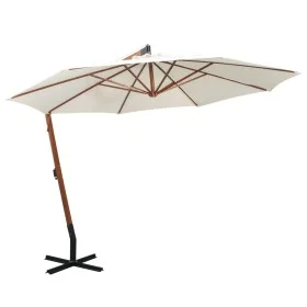Hanging parasol 350 cm with white wooden pole by , Umbrellas - Ref: Foro24-42966, Price: 212,57 €, Discount: %