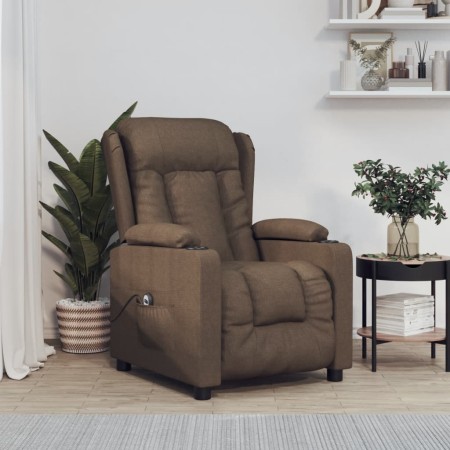 Sillón reclinable eléctrico de tela marrón en Sillones | Comprar online en Foro24