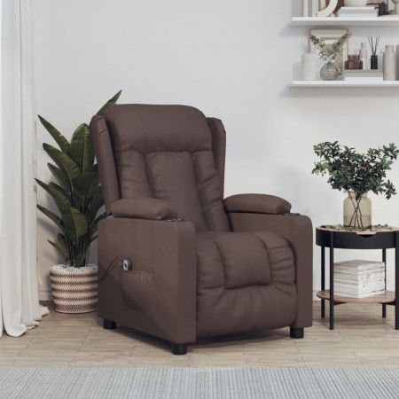 Sillón reclinable eléctrico de cuero sintético marrón en Sillones | Comprar online en Foro24