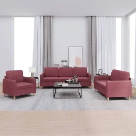 Sofa set with cushions 3 pieces red fabric by , Sofas - Ref: Foro24-3202060, Price: 557,06 €, Discount: %