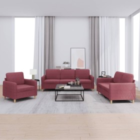 Sofagarnitur mit Kissen 3-teilig aus rotem Stoff von , Sofas - Ref: Foro24-3202060, Preis: 603,28 €, Rabatt: %