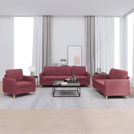 Sofa set with cushions 3 pieces red fabric by , Sofas - Ref: Foro24-3202060, Price: 557,06 €, Discount: %